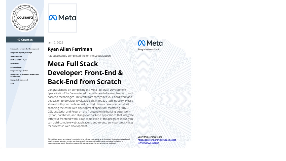 Meta Full Stack Developer